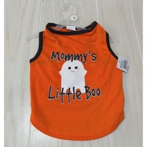 Mommy's Little Boo Ghost Dog Clothes Tank top shirt orange S Small Halloween